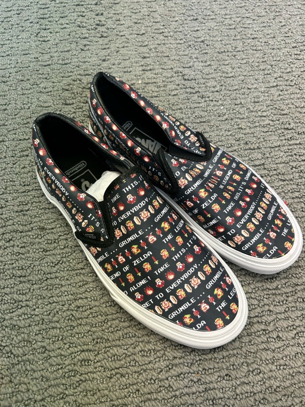 Vans Nintendo Black Slip-On Sneakers Mens 9, Womens 10.5